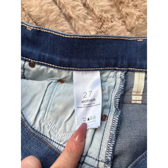 MOTHER High Waist Button Front Denim Mini Skirt Size 27 Blue Moon Wash - Picture 9 of 9
